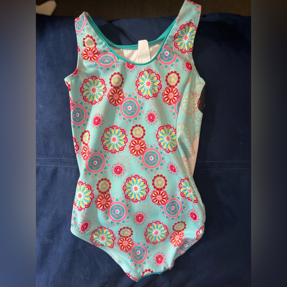 GK Kids Swim One Piece - Aqua and Pink Floral